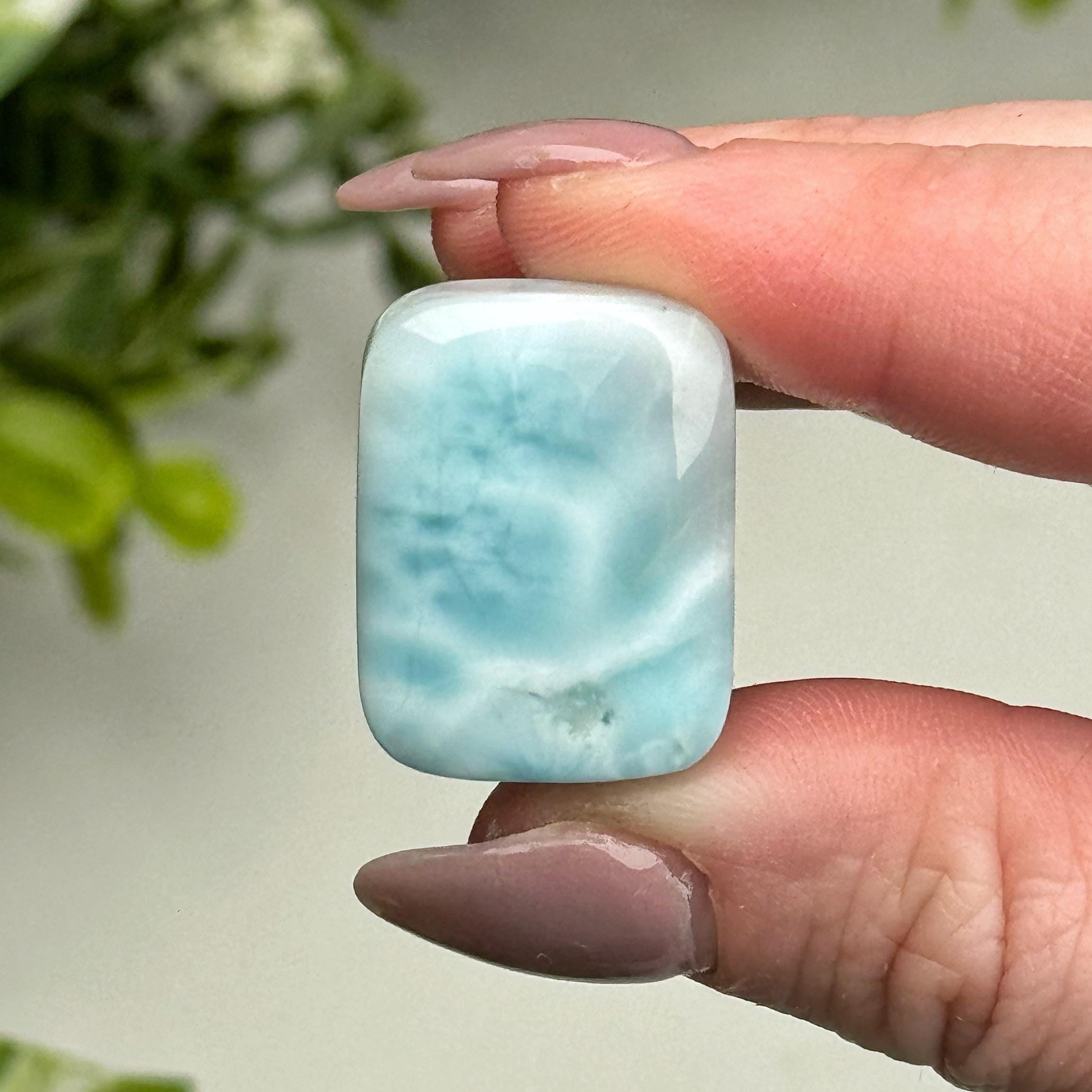 Larimar Cabochon | 10g | - #4 (polished Blue Crystal Jewelry, Throat Chakra, Peace, Ocean)