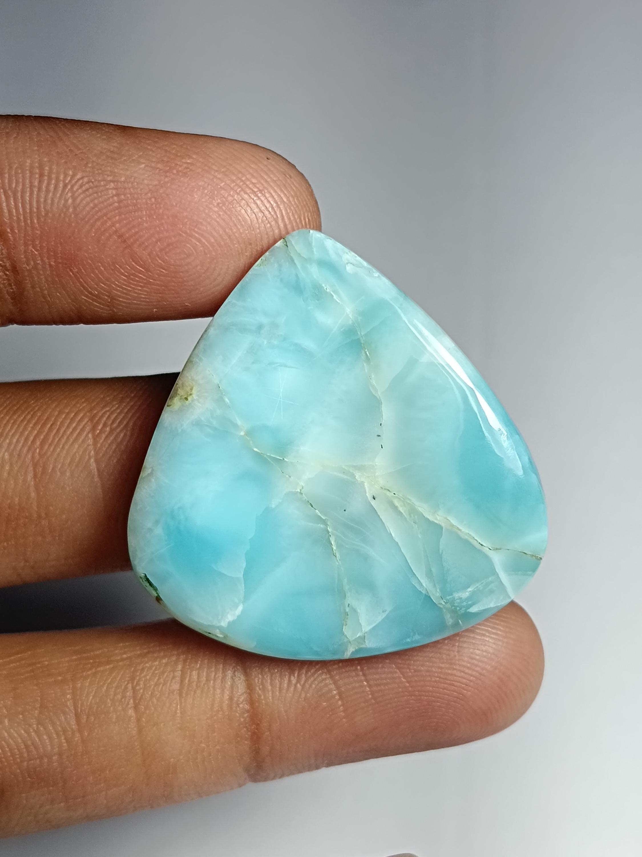 Larimar Cabochon: Loose Gemstone For Jewelry Making (70cts, 32x32 Mm) Larimar Cabochon: Loose Gemstone For Jewelry Making (70cts, 32x32 Mm)