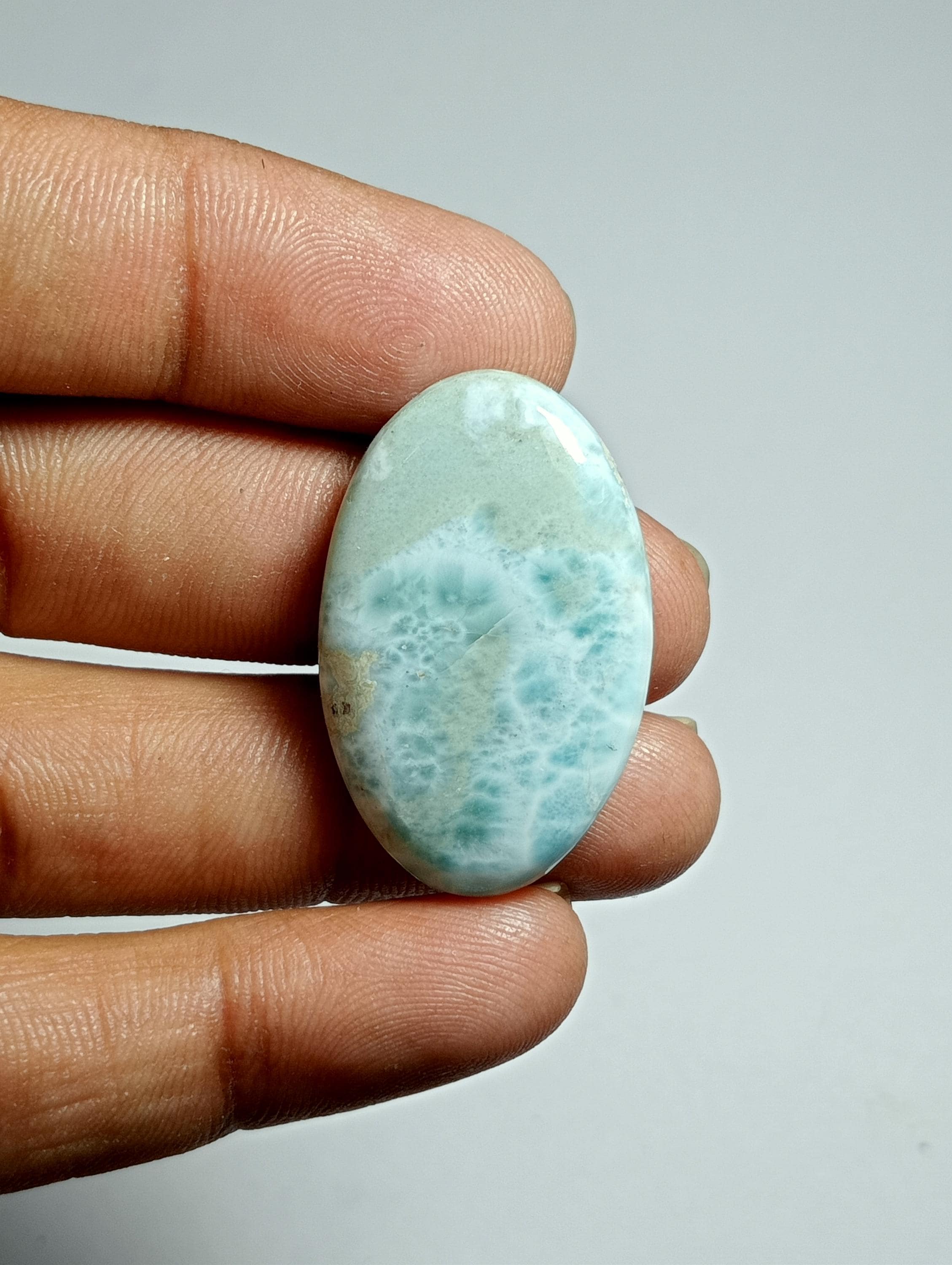 Larimar Cabochon: Loose Gemstone For Jewelry Making (32x20mm, 38cts)
