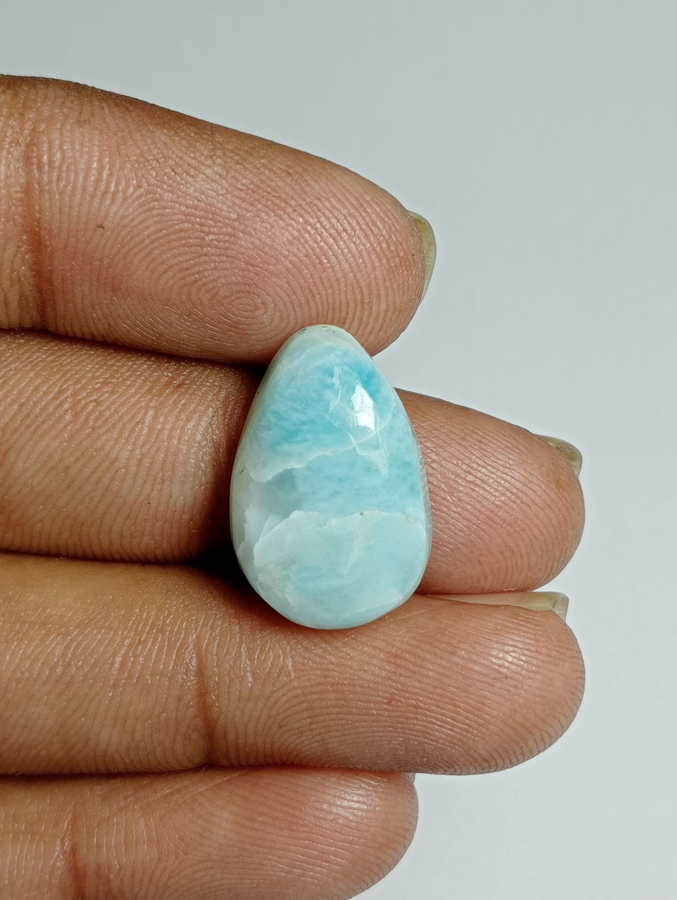 Larimar Cabochon: Loose Gemstone For Jewelry Making (19x12mm, 13cts)