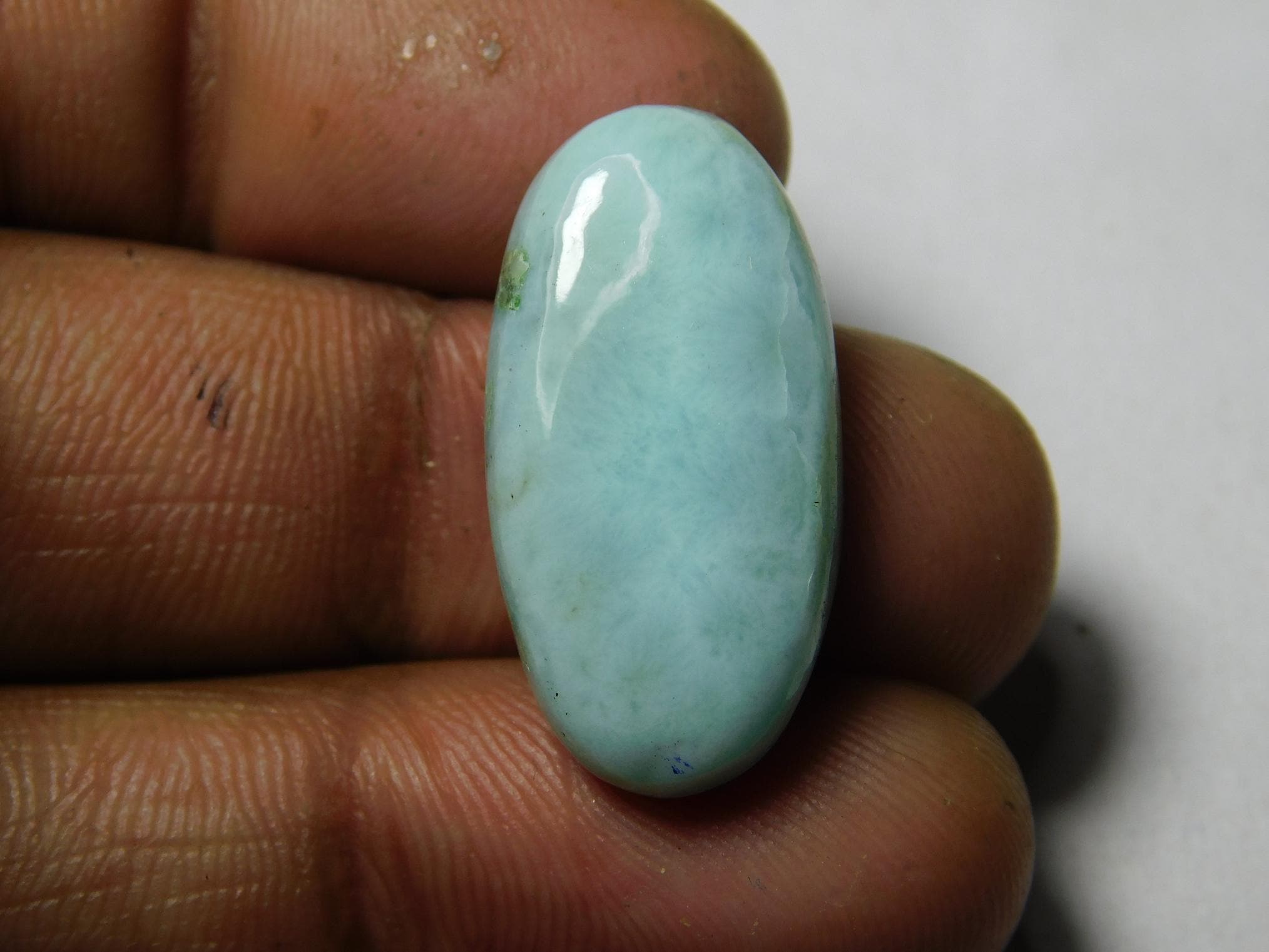 Larimar Cabochon: Loose Gemstone For Jewelry Making (24x12 Mm, 16cts)