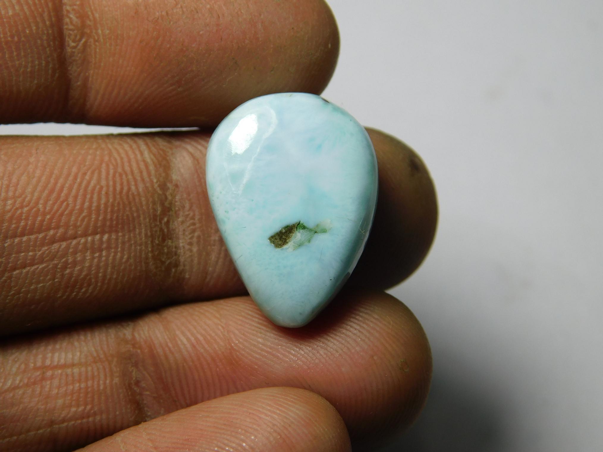 Larimar Cabochon: Loose Gemstone For Jewelry Making (19x14 Mm, 17cts)