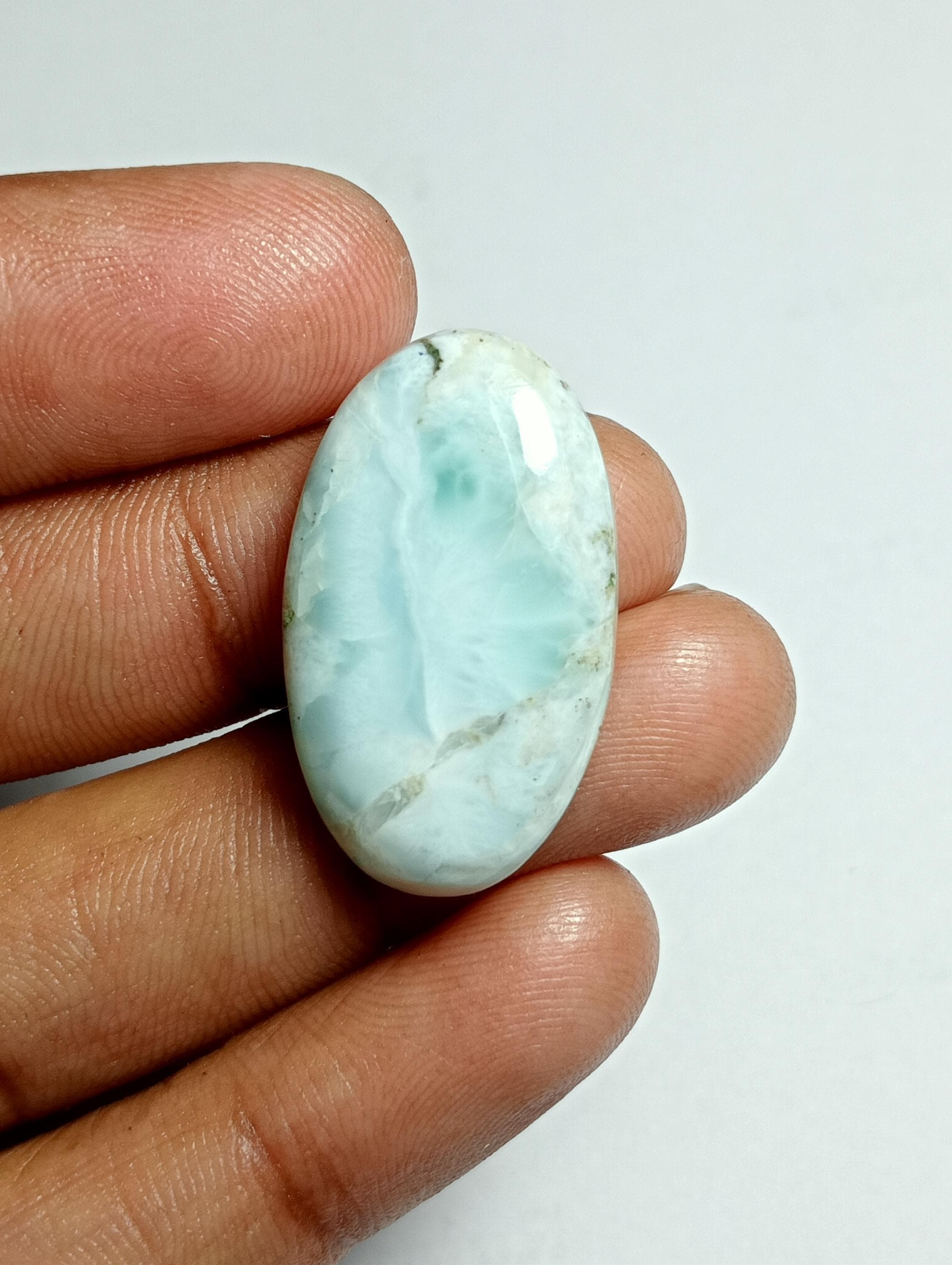 Larimar Cabochon: Loose Gemstone For Jewelry Making (27x15mm, 24cts.)