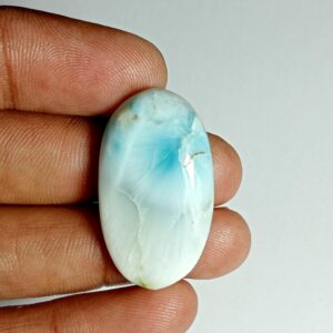 Larimar Cabochon: Loose Gemstone For Jewelry Making (31x17 Mm, 33cts)