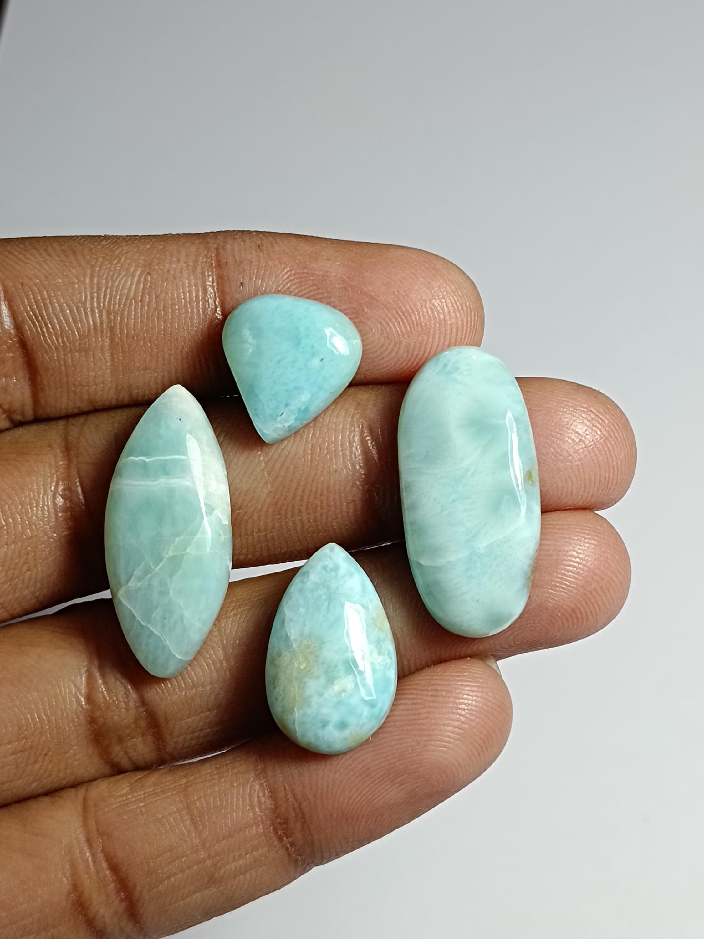 Larimar Cabochon Lot: Loose Gemstone For Jewelry Making (2 Pcs, 48 Cts)