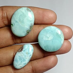 Larimar Cabochon Lot: Loose Gemstone For Jewelry Making (2 Pcs, 76 Cts)