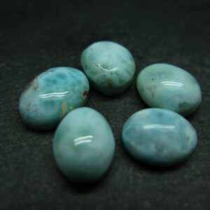 Lot Of 5 Oval Larimar Cabochons From Dominican Republic