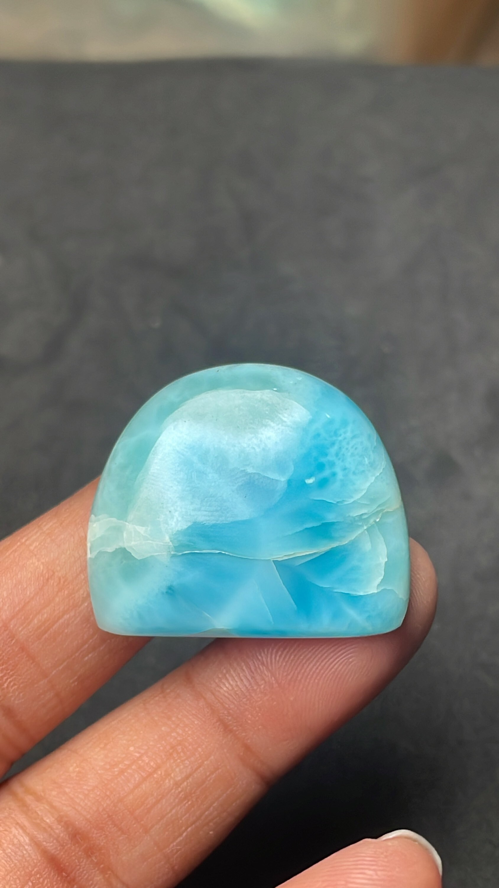 Natural Larimar Cabochon, Blue Gemstone Size- 25/39 Mm Flat Back Cabochon, High Quality Stone For Making Jewelry, Single Piece Available