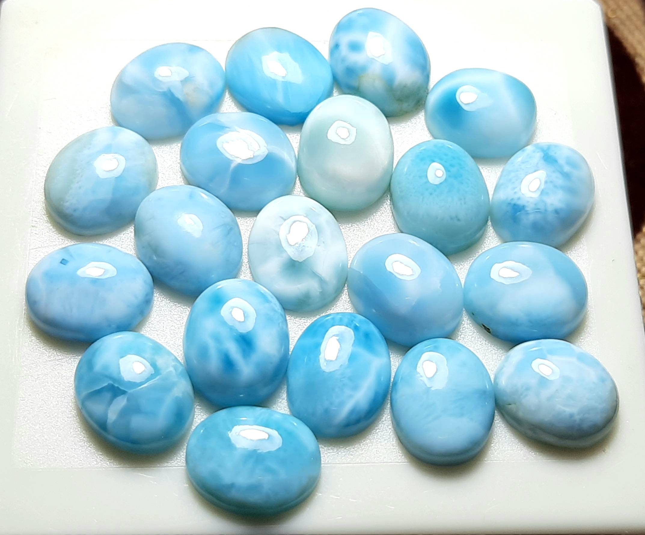 Natural Larimar Oval Cabochon: Aaa Quality Gemstone (8x10 To 18x25 Mm)