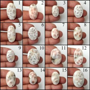 Thomsonite Gemstone. Natural Thomsonite Cabochon. Pink Larimar Cabochon. Oval Shape Natrolite Loose For Jewelry.
