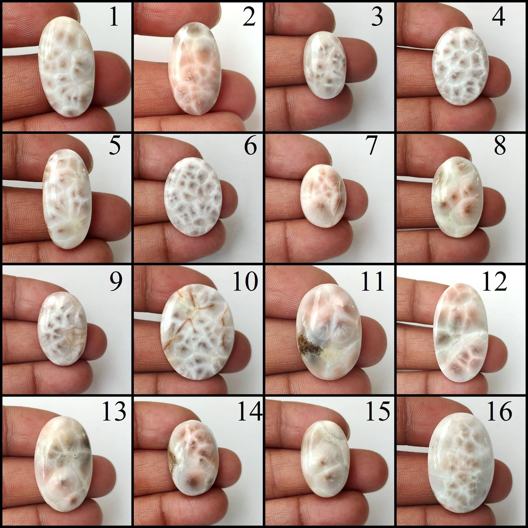 Thomsonite Gemstone. Natural Thomsonite Cabochon. Pink Larimar Cabochon. Oval Shape Natrolite Loose For Jewelry.