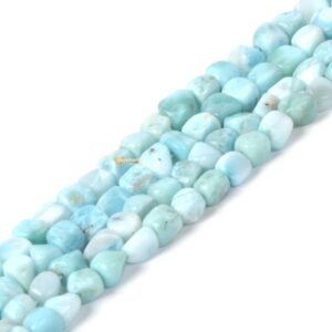 0593 Natural Larimar pebble cube chips nugget loose gemstone beads 16"
