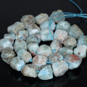 14x12-10x8mm Larimar Gemstone Grade Aa Rough Nugget Pebble Loose Beads 7.5 Inch Half Strand (80003332-b89)