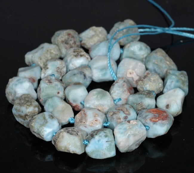 14x12-10x8mm Larimar Gemstone Grade Aa Rough Nugget Pebble Loose Beads 7.5 Inch Half Strand (80003332-b89)