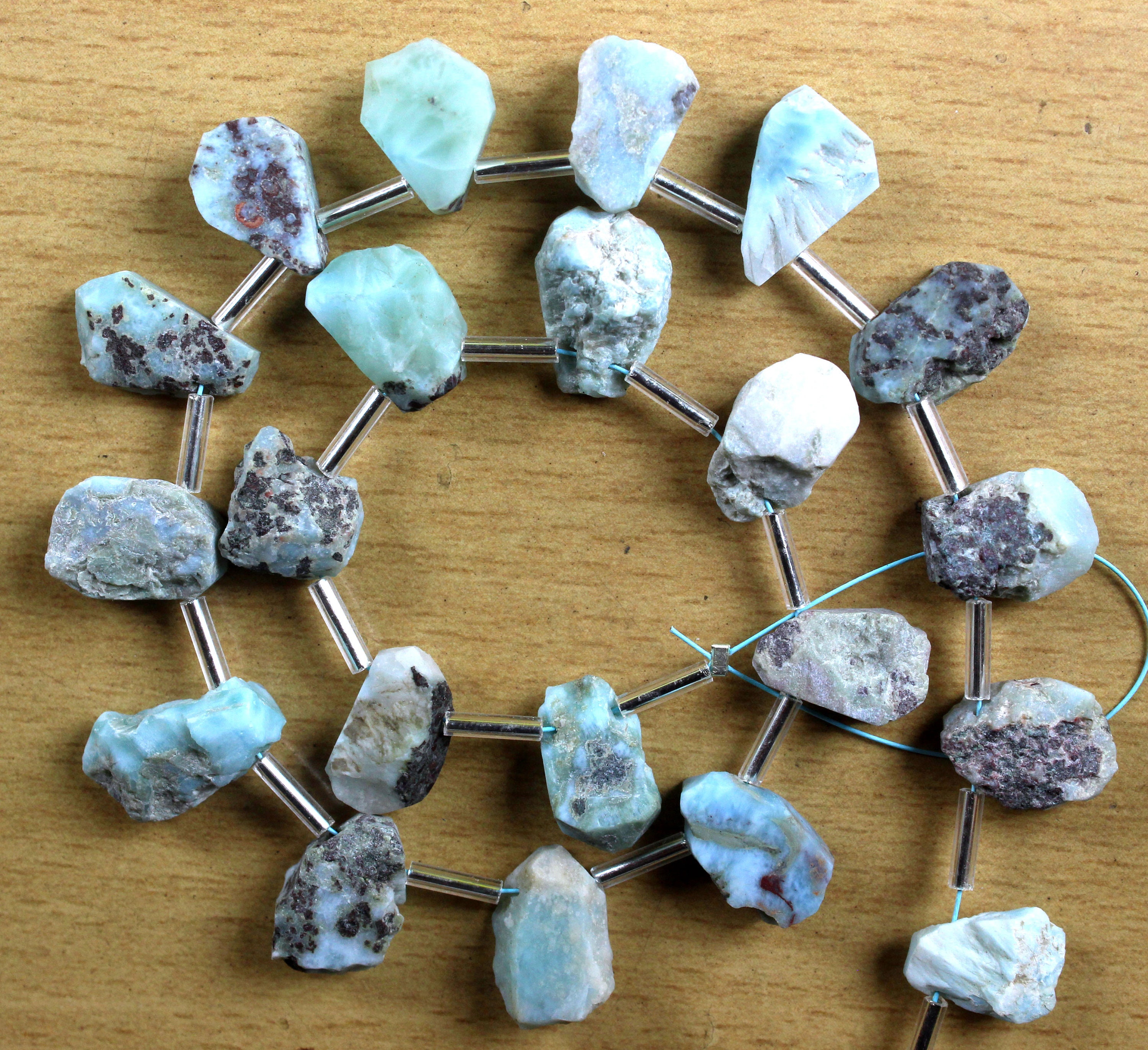 21 Natural Larimar Gemstone Roughs: Blue Jewelry Making Stones (8x11-9x15 Mm)