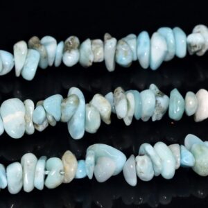 4-10mm Dominican Larimar Beads Pebble Chips Grade A Genuine Natural Gemstone Beads 15" Bulk Lot Options (108391)