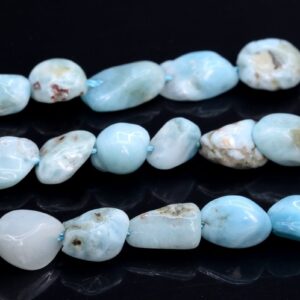 6-8mm Dominican Larimar Beads Pebble Nugget Grade A Genuine Natural Gemstone Beads 15.5"/ 7.5"bulk Lot Options (108468)