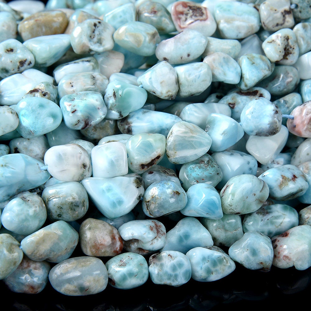 8-15mm Natural Dominican Larimar Gemstone Pebble Nugget Loose Beads (d186) 8-15mm Natural Dominican Larimar Gemstone Pebble Nugget Loose Beads (d186)