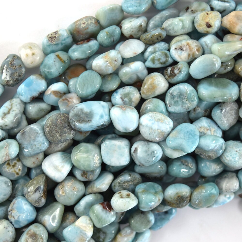 8mm - 10mm Natural Blue Larimar Pebble Nugget Beads 15.5" Strand 8mm - 10mm Natural Blue Larimar Pebble Nugget Beads 15.5" Strand
