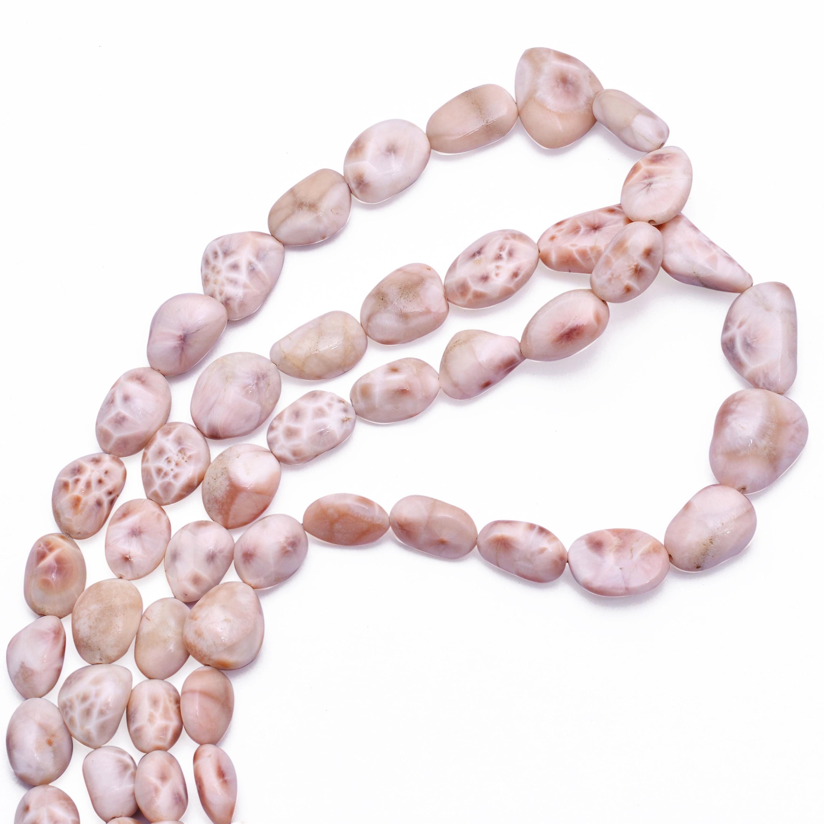 Aaa+ Thomsonite Oval Nugget Strand, Pink Larimar Natrolite Gemstone Beads