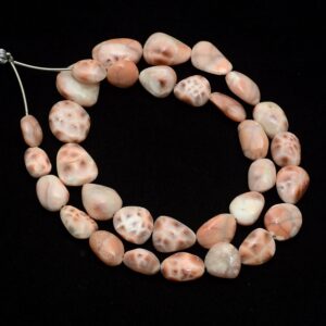 AAA+ Thomsonite Pink Larimar 12mm-18mm Smooth Nuggets | 18inch Strand | Natural Natrolite Semi Precious Gemstone Tumbled Beads
