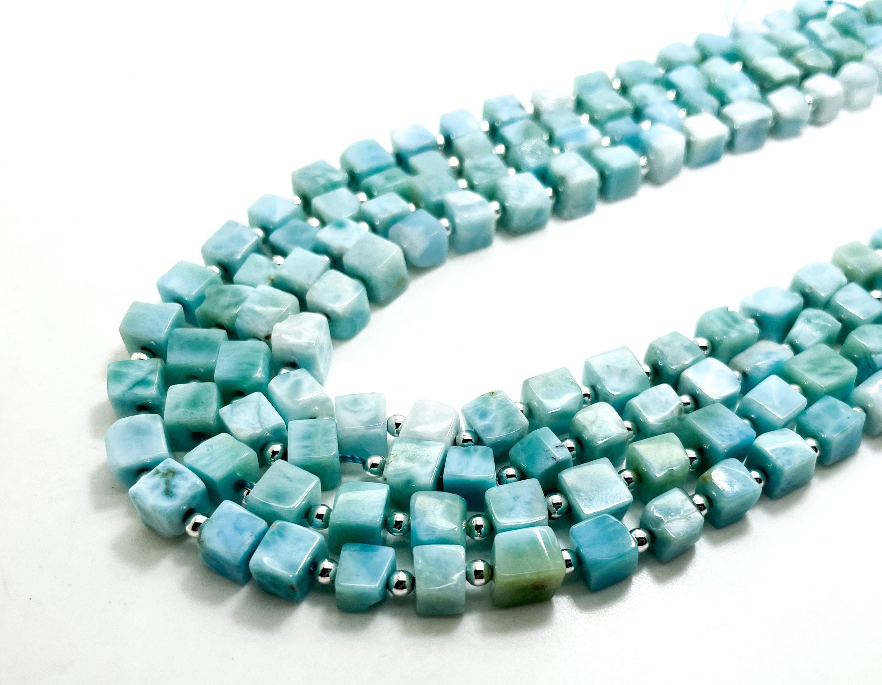 Blue Larimar Beads, Natural Dominican Republic Larimar Polished Smooth Square Cube Nugget Gemstone Beads (assorted Size) - Pgs78 Blue Larimar Beads, Natural Dominican Republic Larimar Polished Smooth Square Cube Nugget Gemstone Beads (assorted Size) - Pgs78