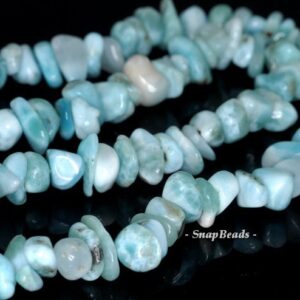 Dominican Larimar 8-10mm Gemstone Grade Aa Blue Pebble Chips Loose Beads (113)