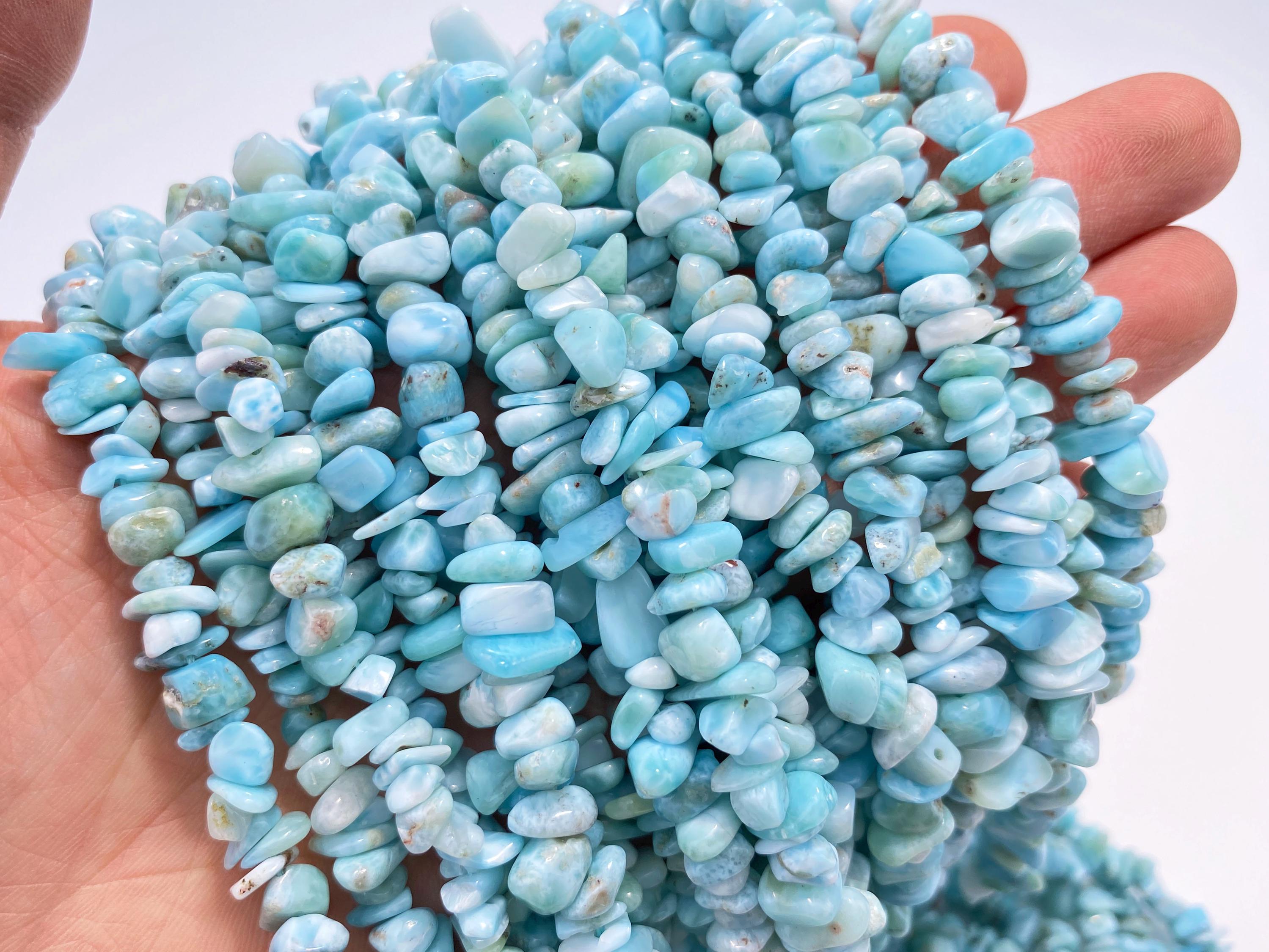 Full 16' Natural Aa Grade Larimar 5~10mm Size Chip Beads, Bracelets / Neckalce For Jewelry Making Beads, Gemstone Freeform Chip Nugget Beads.