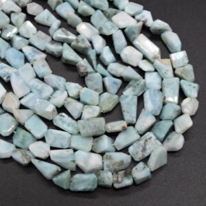 Larimar Gemstone Faceted Irregular Nugget Beads - 8mm - 20mm - 14" Strand