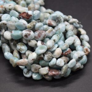 Larimar Gemstone Tumblestone Nugget Pebble Beads - 5mm - 8mm - 15" Strand