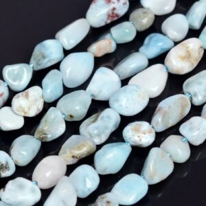 Genuine Natural Light Blue Larimar Loose Beads Dominica Grade A Pebble Nugget Shape 6-8mm