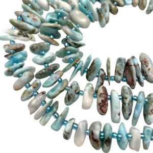 Multi Color Larimar Irregular Slice Nugget Points Beads Size 12-22mm 15.5"strand
