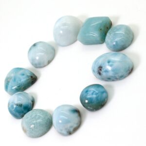 Natural Larimar Cabochon - 10 Pcs Chips Rock Stone Gemstone Variety Tear Drop Shape Beads For Ring Necklace Pendant Jewelry Making - Pgl59