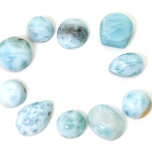 Natural Larimar Cabochon - 10 Pcs Chips Rock Stone Gemstone Variety Tear Drop Shape Beads For Ring Necklace Pendant Jewelry Making - Pgl47