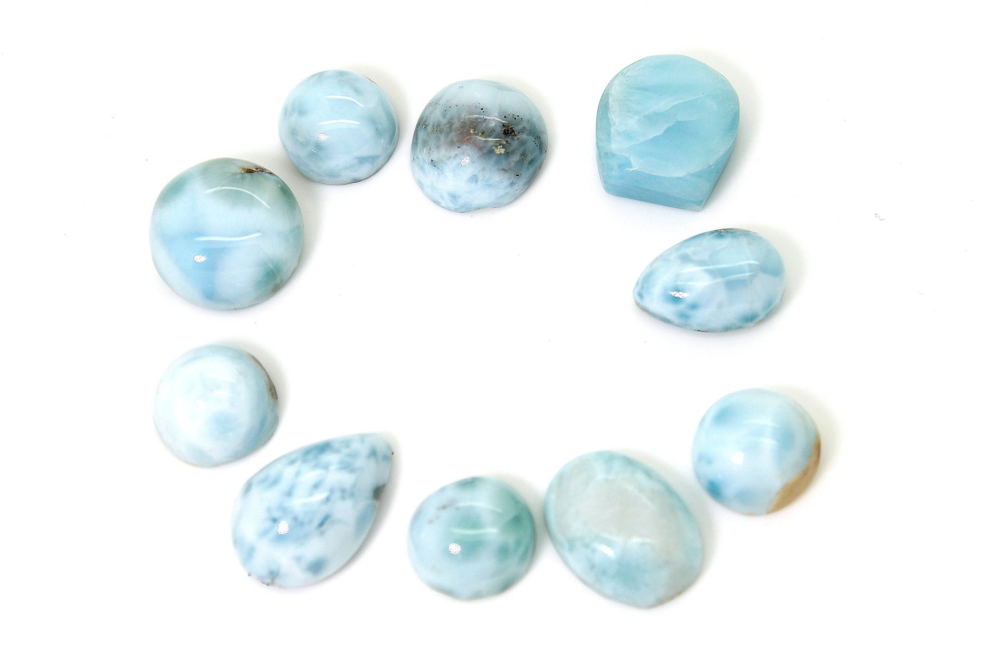 Natural Larimar Cabochon - 10 Pcs Chips Rock Stone Gemstone Variety Tear Drop Shape Beads For Ring Necklace Pendant Jewelry Making - Pgl47