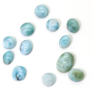 Natural Larimar Cabochon - 12 Pcs Chips Rock Stone Gemstone Variety Tear Drop Shape Beads For Ring Necklace Pendant Jewelry Making - Pgl54