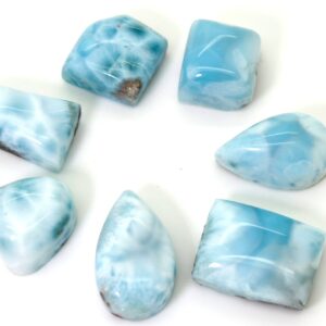 Natural Larimar Cabochon - 7 Pcs Chips Rock Stone Gemstone Variety Tear Drop Shape Beads For Ring Necklace Pendant Jewelry Making - Pgl35