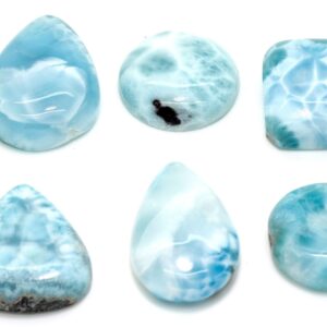 Natural Dominican Larimar Cabochon - Chips Rock Stone Gemstone Rectangle Oval Round Shape Beads For Ring Necklace Pendant Jewelry - Pgl85