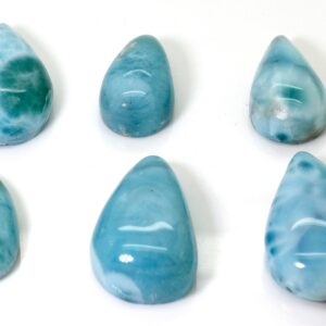 Natural Dominican Larimar Cabochon - Chips Rock Stone Gemstone Oval Drop Shape Beads For Ring Necklace Pendant Jewelry - Pgl76
