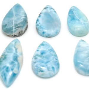 Natural Dominican Larimar Cabochon - Chips Rock Smooth Stone Gemstone Pear Tear Oval Round Beads For Ring Necklace Pendant Jewelry - Pgl92