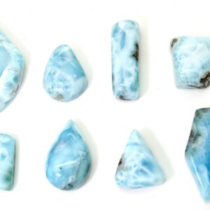 Natural Dominican Larimar Cabochon Chips Rock Stone Gemstone Variety Shape Beads For Ring Necklace Pendant Jewelry Making - Pgl61