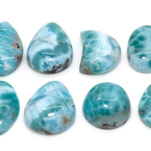 Natural Dominican Larimar Cabochon - Chips Rock Smooth Stone Gemstone Pear Tear Oval Round Beads For Ring Necklace Pendant Jewelry - Pgl96