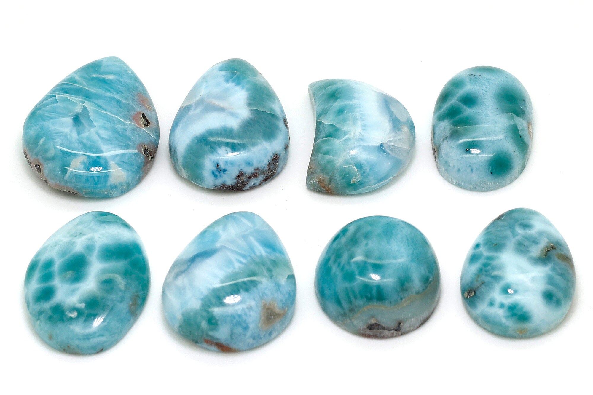 Natural Dominican Larimar Cabochon - Chips Rock Smooth Stone Gemstone Pear Tear Oval Round Beads For Ring Necklace Pendant Jewelry - Pgl96
