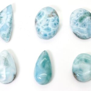 Natural Dominican Larimar Cabochon Chips Rock Stone Gemstone Variety Shape Flat Drop Pear Oval Beads For Pendant - Pgl68