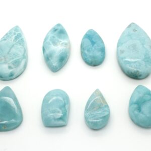 Natural Dominican Larimar Cabochon Chips Rock Stone Gemstone Variety Shape Flat Drop Oval Marquise Round Beads For Pendant