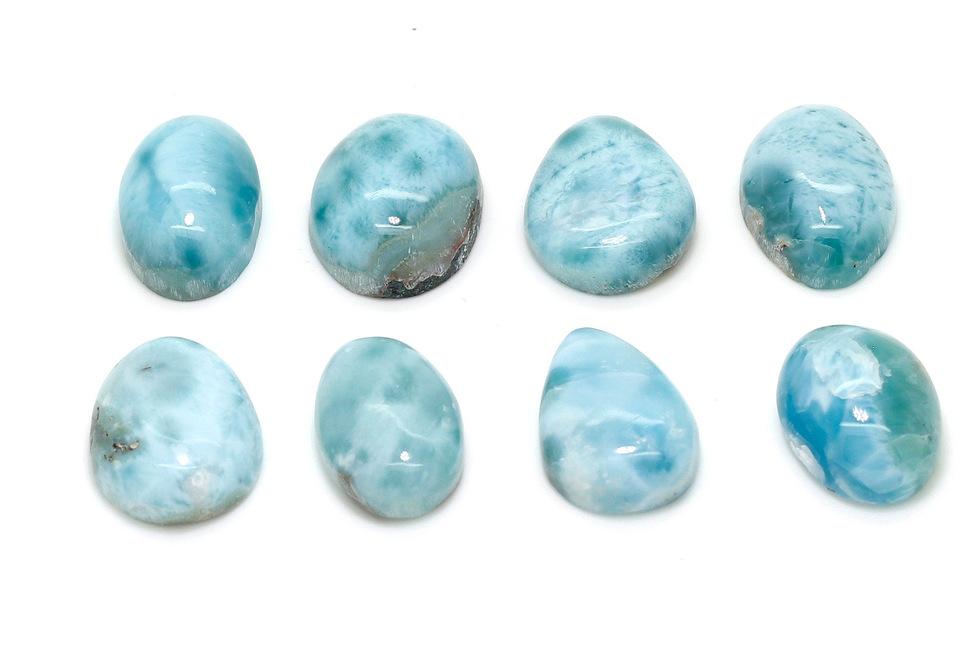 Natural Dominican Larimar Cabochon - Chips Rock Smooth Stone Gemstone Pear Tear Oval Beads For Ring Necklace Pendant Jewelry - Pgl90