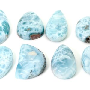 Natural Dominican Larimar Cabochon - Chips Rock Stone Gemstone Tear Oval Shape Beads For Ring Necklace Pendant Jewelry - Pgl82