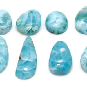 Natural Dominican Larimar Cabochon - Chips Rock Smooth Stone Gemstone Pear Tear Oval Round Beads For Ring Necklace Pendant Jewelry - Pgl93