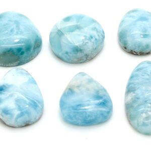 Natural Dominican Larimar Cabochon - Chips Rock Smooth Stone Gemstone Round Pear Tear Oval Beads For Ring Necklace Pendant Jewelry - Pgl103