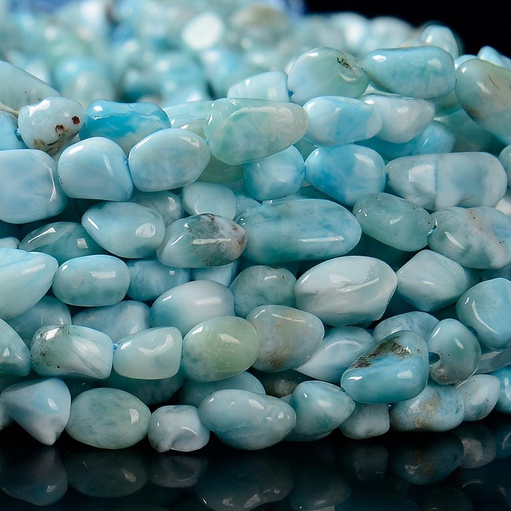 Natural Dominican Larimar Gemstone Pebble Nugget 6-8mm Loose Beads (d641)